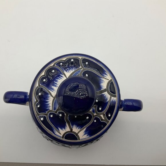 New Hand-Painted Artisan Handmade Talavera Ceramic Sugar Bowl Jar Canister Lided - Picture 8 of 9
